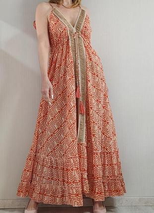 Платье сарафан макси в этностиле индия коттон