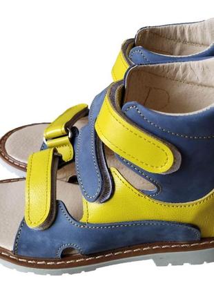 Ортопедические сандалии с супинатором foot care fc-113 размер 23 желто-голубые