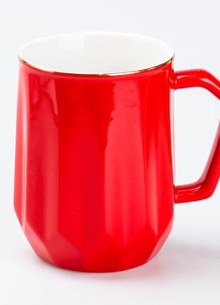 Чашка керамическая для чая и кофе 400 мл кружка универсальная красная `ps`