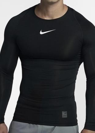 Термо кофта nike pro combat реглан рашгард черный swoosh