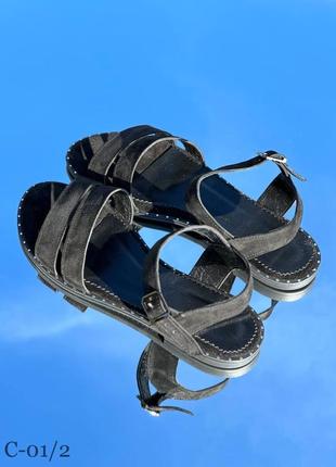 Босоніжки натур замш / натур шкіра чорні 36-44р всі кольори3 фото