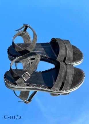 Босоніжки натур замш / натур шкіра чорні 36-44р всі кольори6 фото