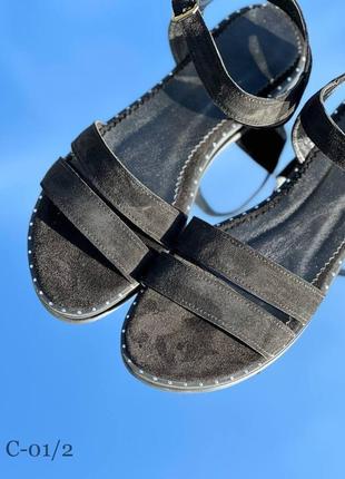 Босоніжки натур замш / натур шкіра чорні 36-44р всі кольори4 фото