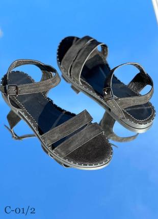 Босоніжки натур замш / натур шкіра чорні 36-44р всі кольори2 фото