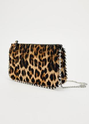 Zara сумка клатч з принтом лео леопардовим