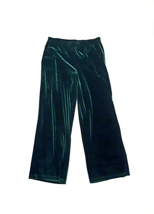 Велюровые зеленые брюки широкие брюки палаццо р м-l