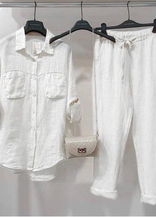 Трендовий преміум креповий костюм жіночий комплект сорочка з кишенями і штани жатка