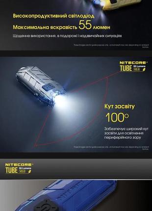 Ліхтар наключний nitecore tube v2.0 помаранчевий7 фото