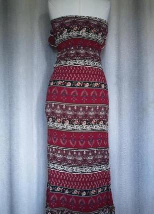 Жіночий сарафан в підлогу, довге літнє плаття сукня дрібна квітка з рюшами  р14-182 фото