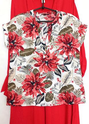 Блуза блузка льон котон квітковий принт