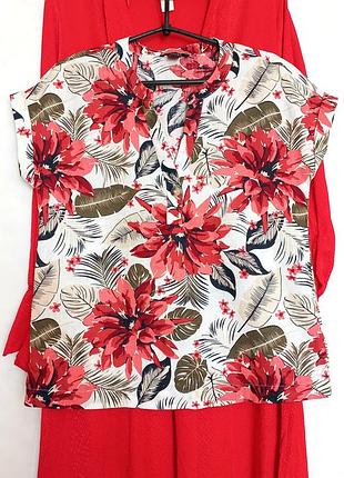 Блуза блузка льон котон квітковий принт