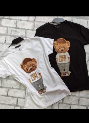 🔥 футболка 🔥 з принтом ведмедик бавовна туреччина