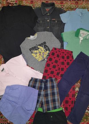 Большой пакет одежды для мальчика ростом 122-128 см, штаны, шорты,лонг,футболка и др.