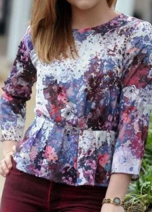 Брендовая красивая блуза h&m цветы этикетка
