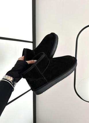 Зимові жіночі черевики ugg ultra mini black suede 💙