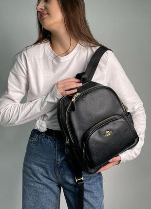 Рюкзак coach mini court black pebbled leather shoulder backpack bag