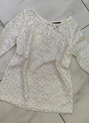 Женская нарядная белая сетчатая ажурная  кофточка блуза топ atmosphere xs (36)