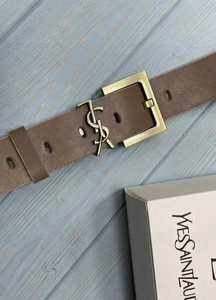 Ремінь беж 4см китай шкіра, ремінь золото бежевий жіночий з коробкою, ремінь жіночий в джинси пояс в стилі юсл🖤 івселоран в стилю yves saint laurent