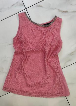 Женская стильная нарядная кофточка топ майка dorothy perkins xs (36) розовая
