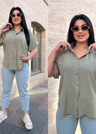 Рубашка легкая однотонная,с короткими рукавами,легкая, хаки,молоко,черный