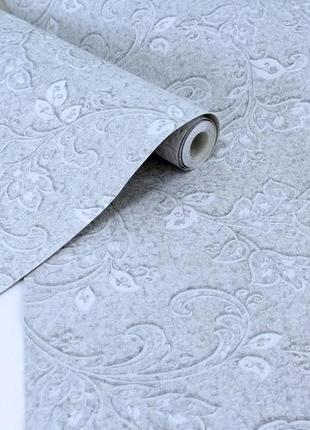 Бумажные рулонные обои дуплекс серые с серым рисунком для комнаты 2554-7  (53см х 10м)