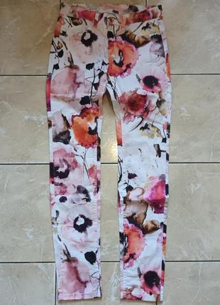Стрейчевые брюки джинсы 27/32 pierre cardin skinny яркий цветочный принт штаны2 фото
