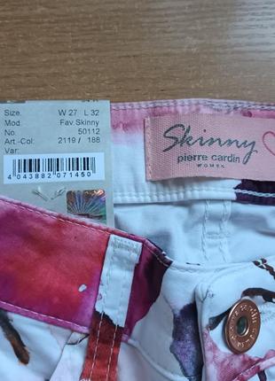 Стрейчевые брюки джинсы 27/32 pierre cardin skinny яркий цветочный принт штаны6 фото