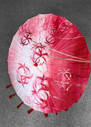Зонт декоративный китайский красный с кисточками