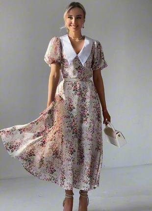 Женское нежное платье в цветочный принт