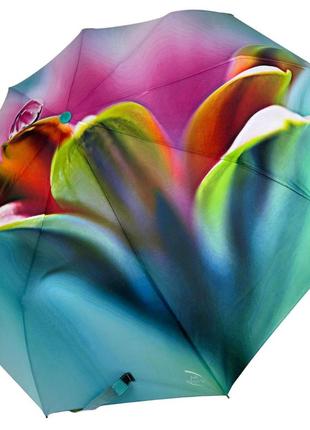 Женский зонт полуавтомат на 9 спиц с цветочным принтом от frei regen бирюзовая ручка 09085-5