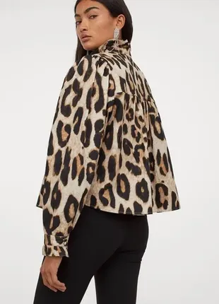 Женская блузка с объемными рукавами леопардовый принт h m cos