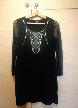 Плаття, сукня чорного кольору з золотим візерунком