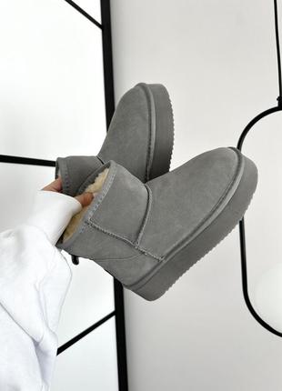 Зимові жіночі черевики ugg mini platform cool grey suede 💙