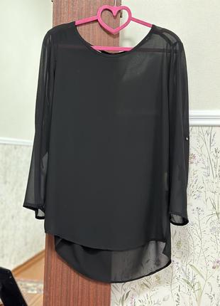 Легкая шифоновая блуза черного цвета