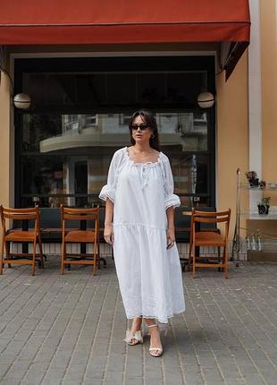 Батистова жіноча біла сукня прошва бавовна батал plus size