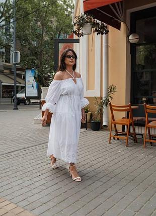 Батистова жіноча біла сукня прошва бавовна батал plus size