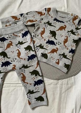 Дитячий теплий костюм динозаври кофта штани 6-9 місяців