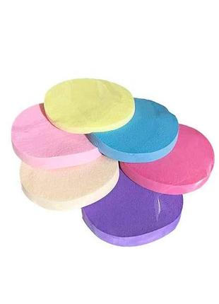 Набір спонжиків для макіяжу (6 шт круглі) кольорові тм omkara