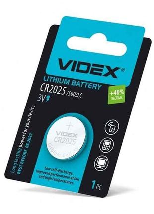 Батарейка літієва cr2025 1шт blister card /24233 тм videx