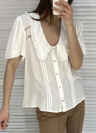 Невероятная блуза от zara с воротничком и кружевом