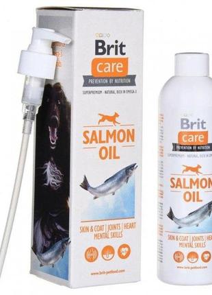 Харчова добавка brit care salmon oil у виді лососевого масла для собак 250 мл