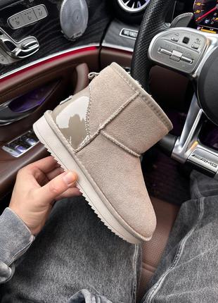 Зимові жіночі черевики ugg mini light brown (лак.п'ята)