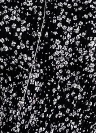 Платье женское, летнее, с разрезами, черное в белый цветочный принт9 фото