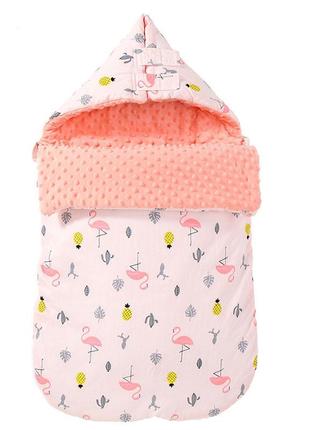 Конверт-ковдра lovely baby lesko j21 flamingo для малюка новонародженого на виписку (bbx)