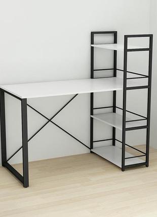 Письменный стол ferrum-decor конект c этажеркой 75x120x60 см черный с белым (xk00181) (bbx)
