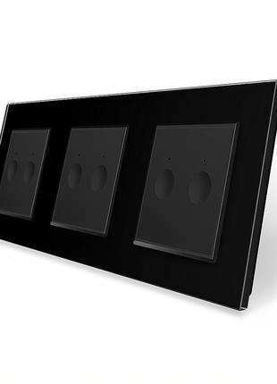 Сенсорный проходной выключатель sense 6 сенсоров (2-2-2) livolo черный стекло (vl-c7fc2s/fc2s/fc2s-6bp)