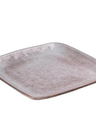 Тарелка плоская квадратная из фарфора 21 см обеденная тарелка `gr`