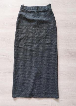 Юбка макси серо-черная трикотажная cumu (туречна), размер 38 - м