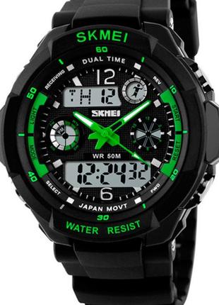 Мужские спортивные кварцевые наручные часы skmei s-shock green 0931