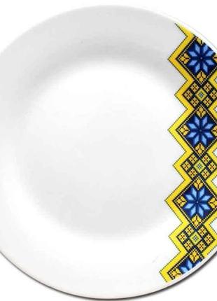 Тарілка №7 керамика 30000-006 вишиванка жовто-блакитний ромб (12шт) тм snt
